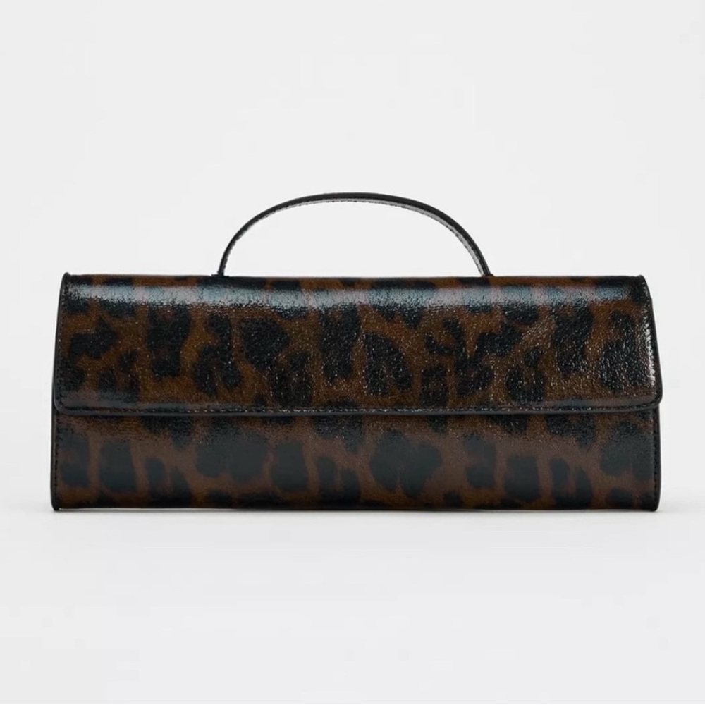 Zara Leopard Print Long Hand Bag